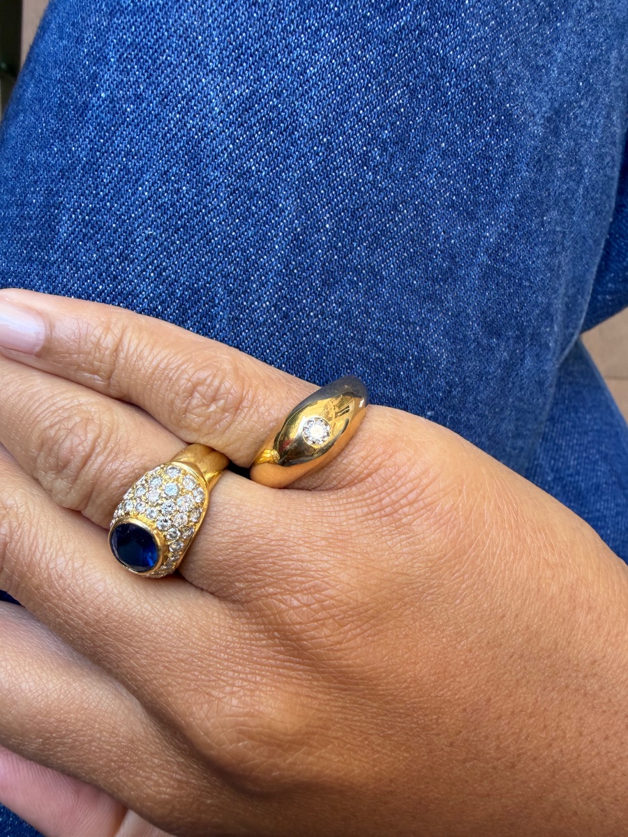 Bague Jonc or jaune et diamant-photo-2