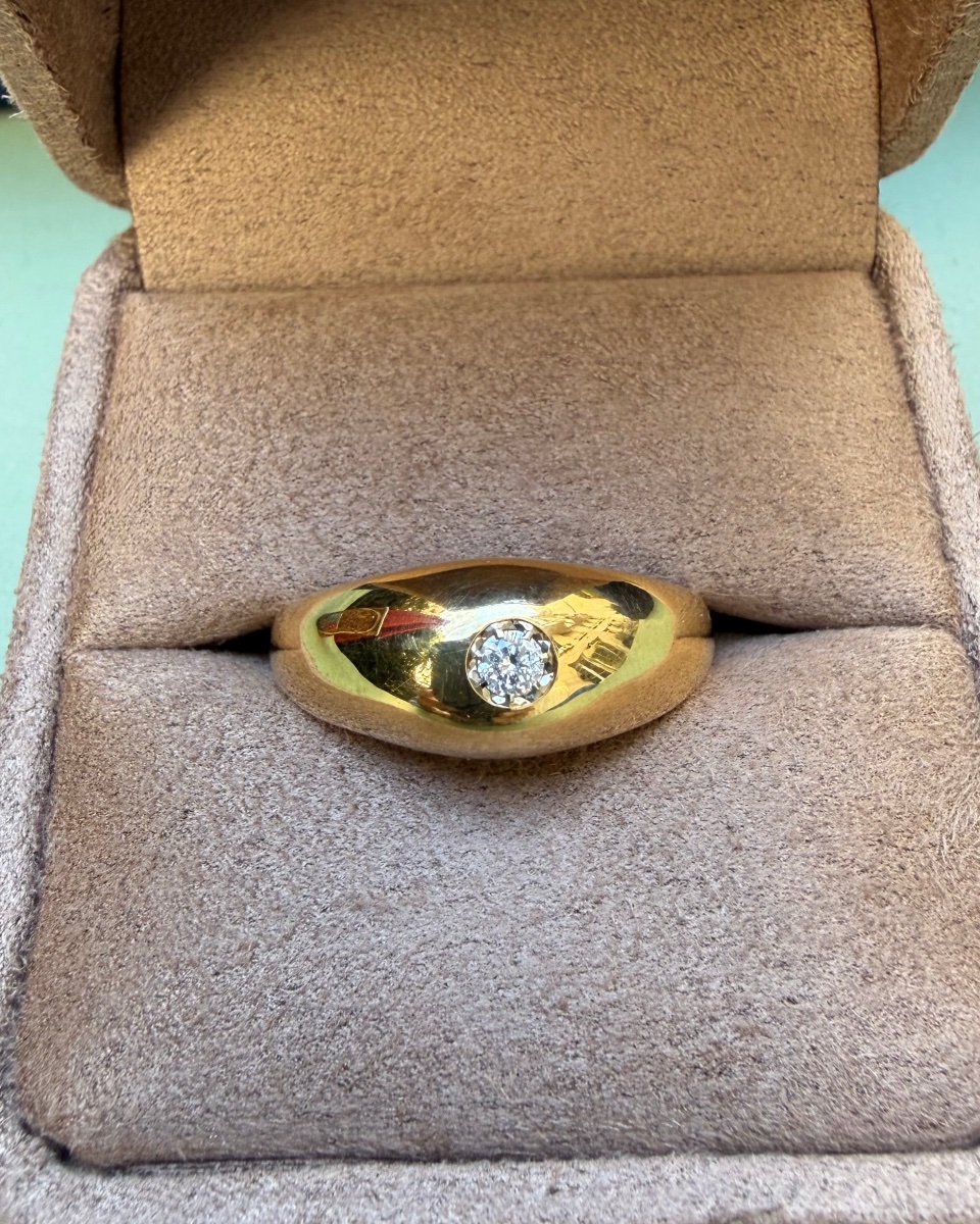 Bague Jonc or jaune et diamant
