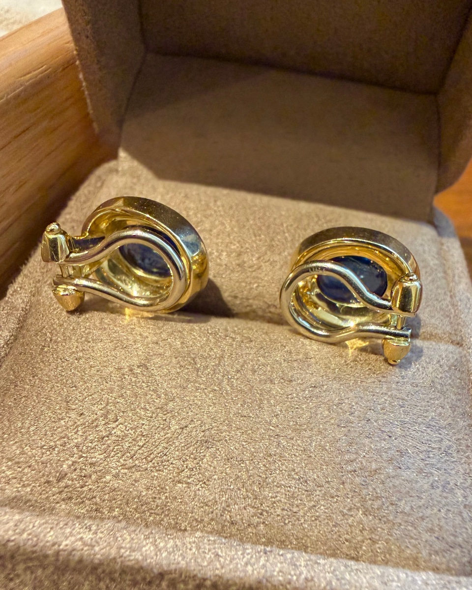 Boucles d'oreilles CLIP en or jaune et saphir-photo-2