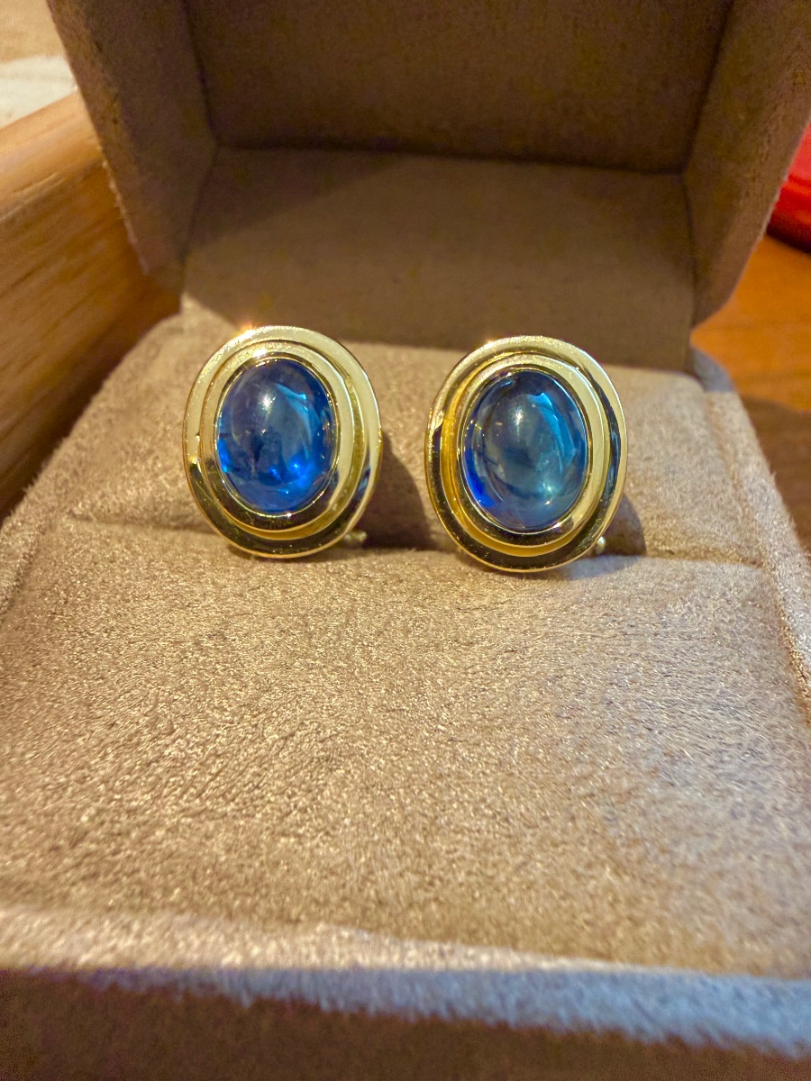 Boucles d'oreilles CLIP en or jaune et saphir-photo-3