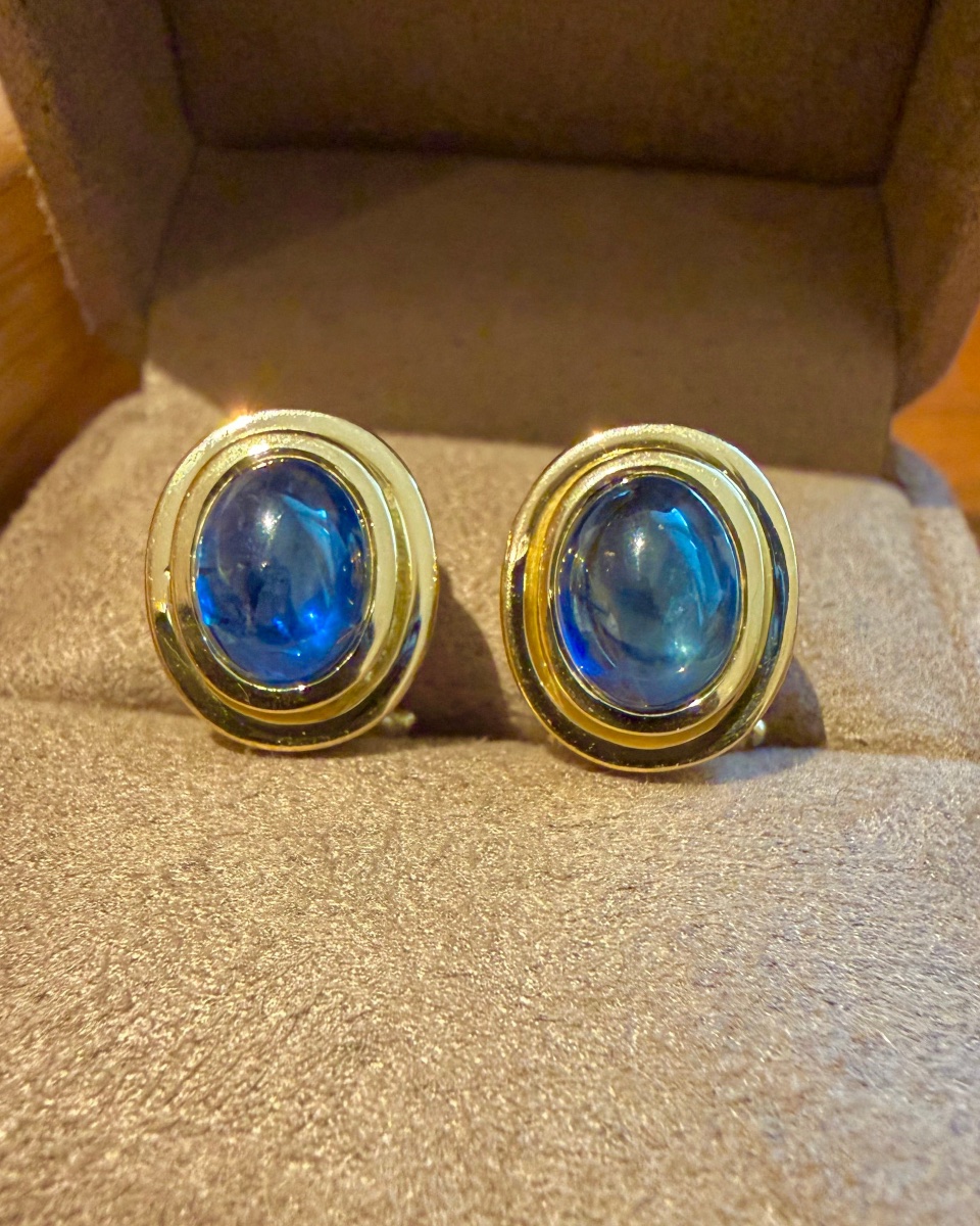 Boucles d'oreilles CLIP en or jaune et saphir