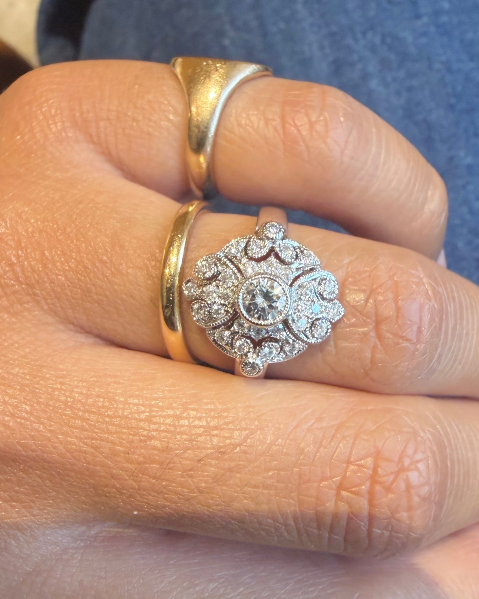 White Gold And Diamond Band Ring-photo-2