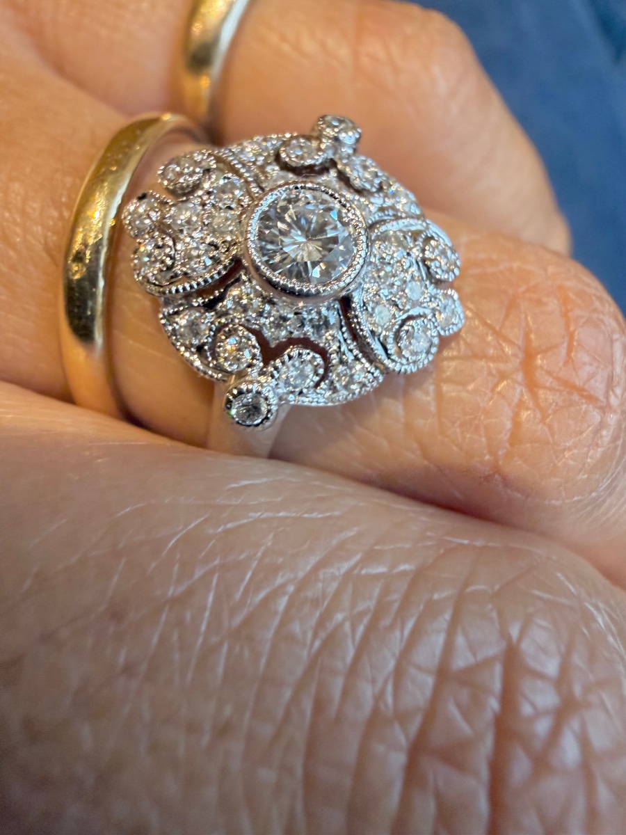 White Gold And Diamond Band Ring-photo-3