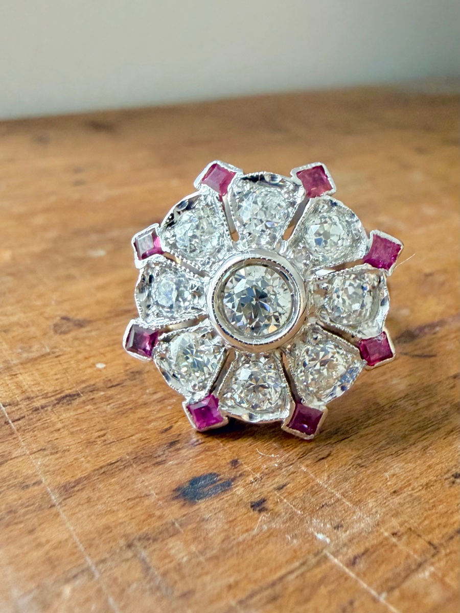 Art Deco Target Ring With Diamonds And Rubies-photo-1