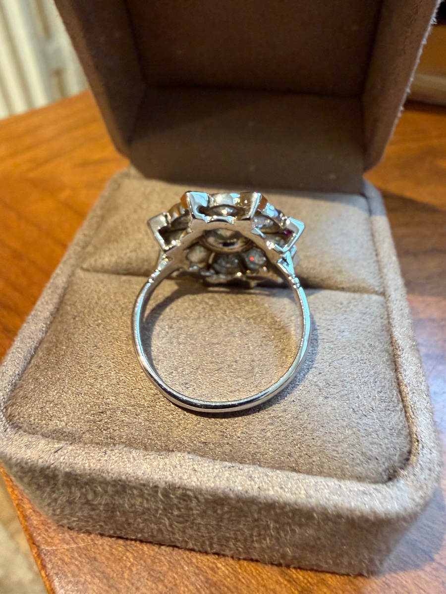 Art Deco Target Ring With Diamonds And Rubies-photo-2
