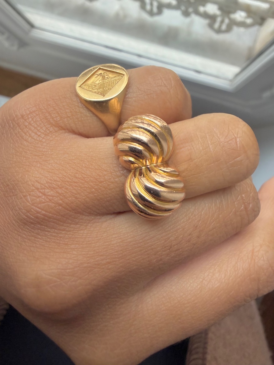 Tank Ring In Yellow And Rose Gold -photo-2