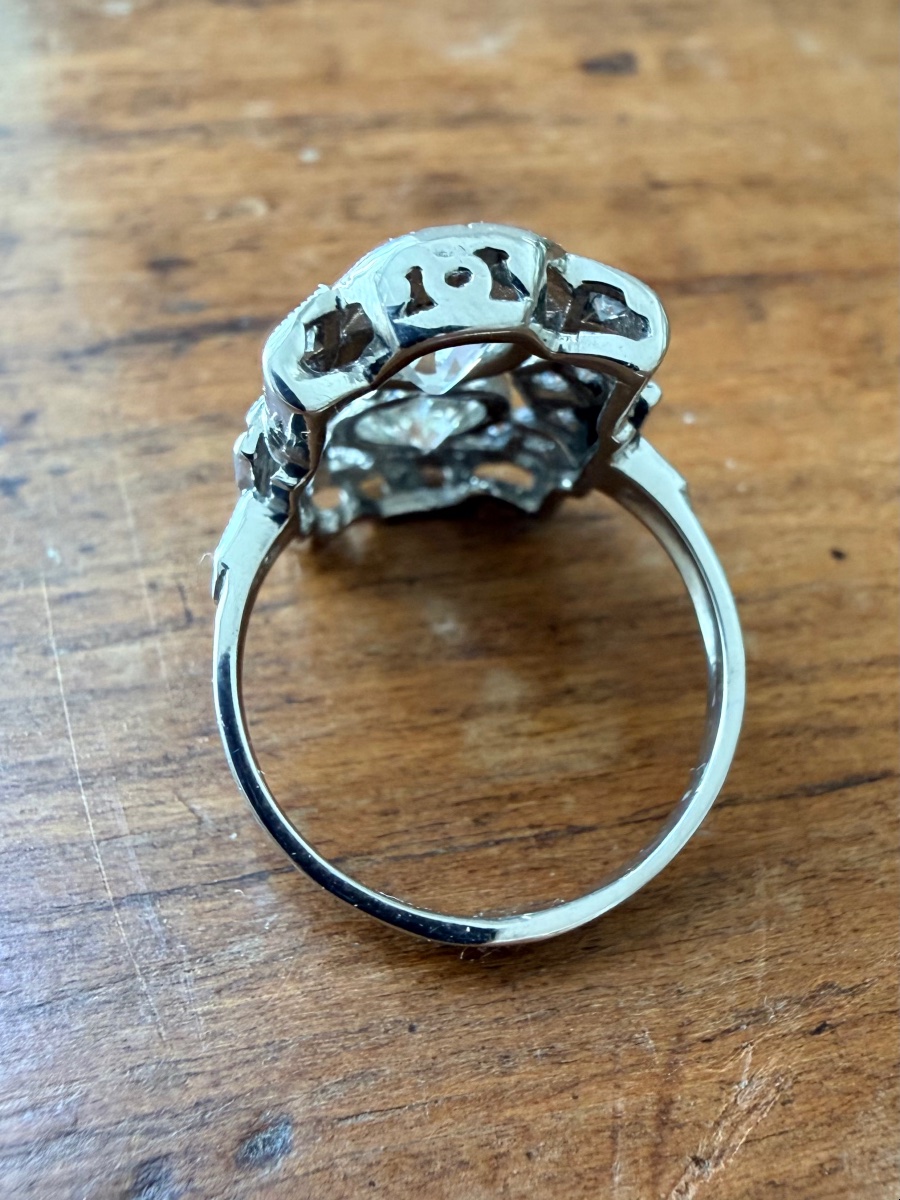 Bague Art déco, en or blanc platine et diamants-photo-2