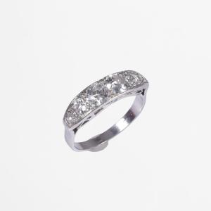 Bague Jarretière Art déco en platine et diamants