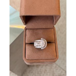 Art Deco Tank Ring In White Gold And Diamonds