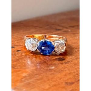 Bague Jarretière en or rose, saphir et diamants
