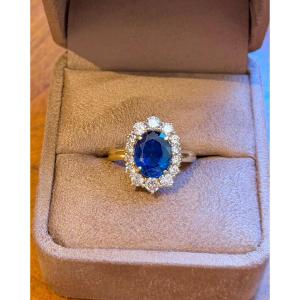 Bague Marguerite en or jaune, saphir et diamants