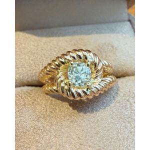 Rose Gold And Diamond Twisted Bangle Ring