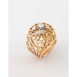 Yellow Gold And Diamond Cocktail Ring