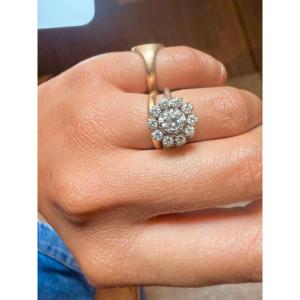 Bague Fleur en platine et diamants