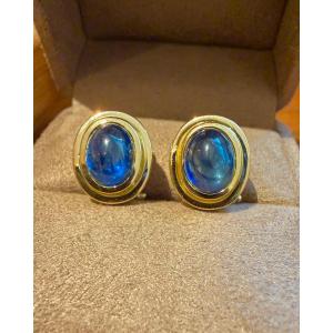 Clip Earrings In Yellow Gold And Sapphire