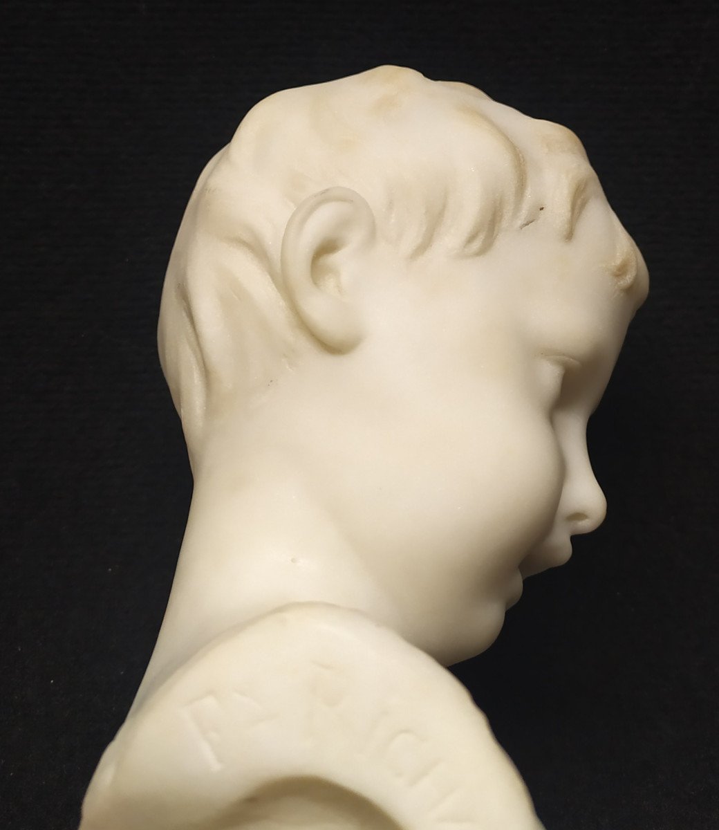 Buste d'Enfant En Marbre Signé F. Richard – XIXème Siècle.-photo-4