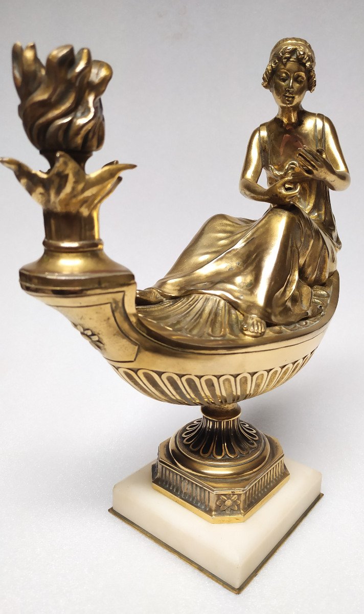Bronze Dore – Lampe Huile d'Aladin – XIXème Siècle.-photo-1