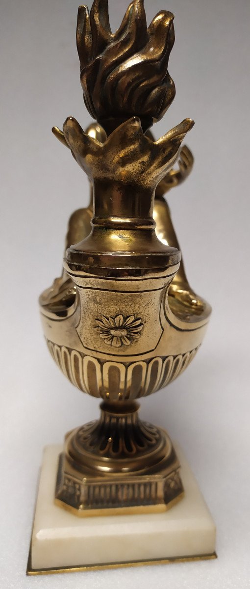 Bronze Dore – Lampe Huile d'Aladin – XIXème Siècle.-photo-2