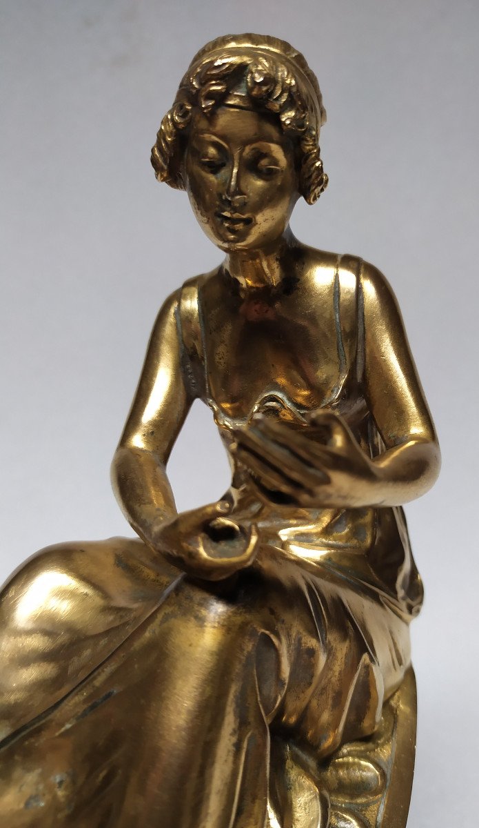Bronze Dore – Lampe Huile d'Aladin – XIXème Siècle.-photo-5
