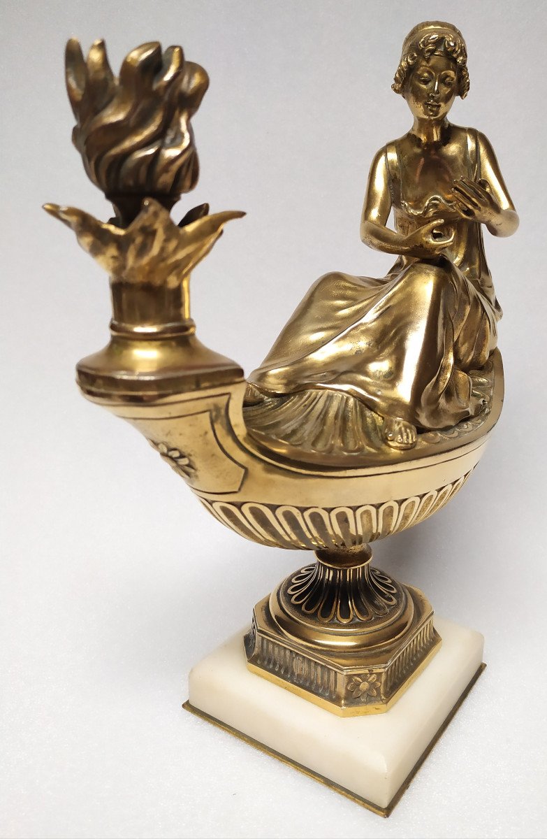 Bronze Dore – Lampe Huile d'Aladin – XIXème Siècle.