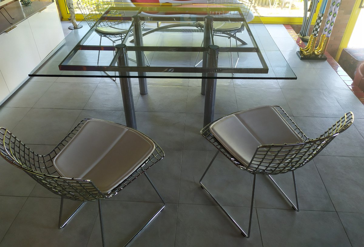 Knoll – 4 Bertoia Chairs In Chromed Steel With Pads.-photo-4