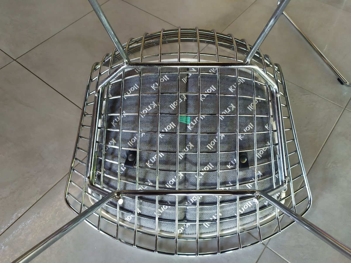Knoll – 4 Bertoia Chairs In Chromed Steel With Pads.-photo-1
