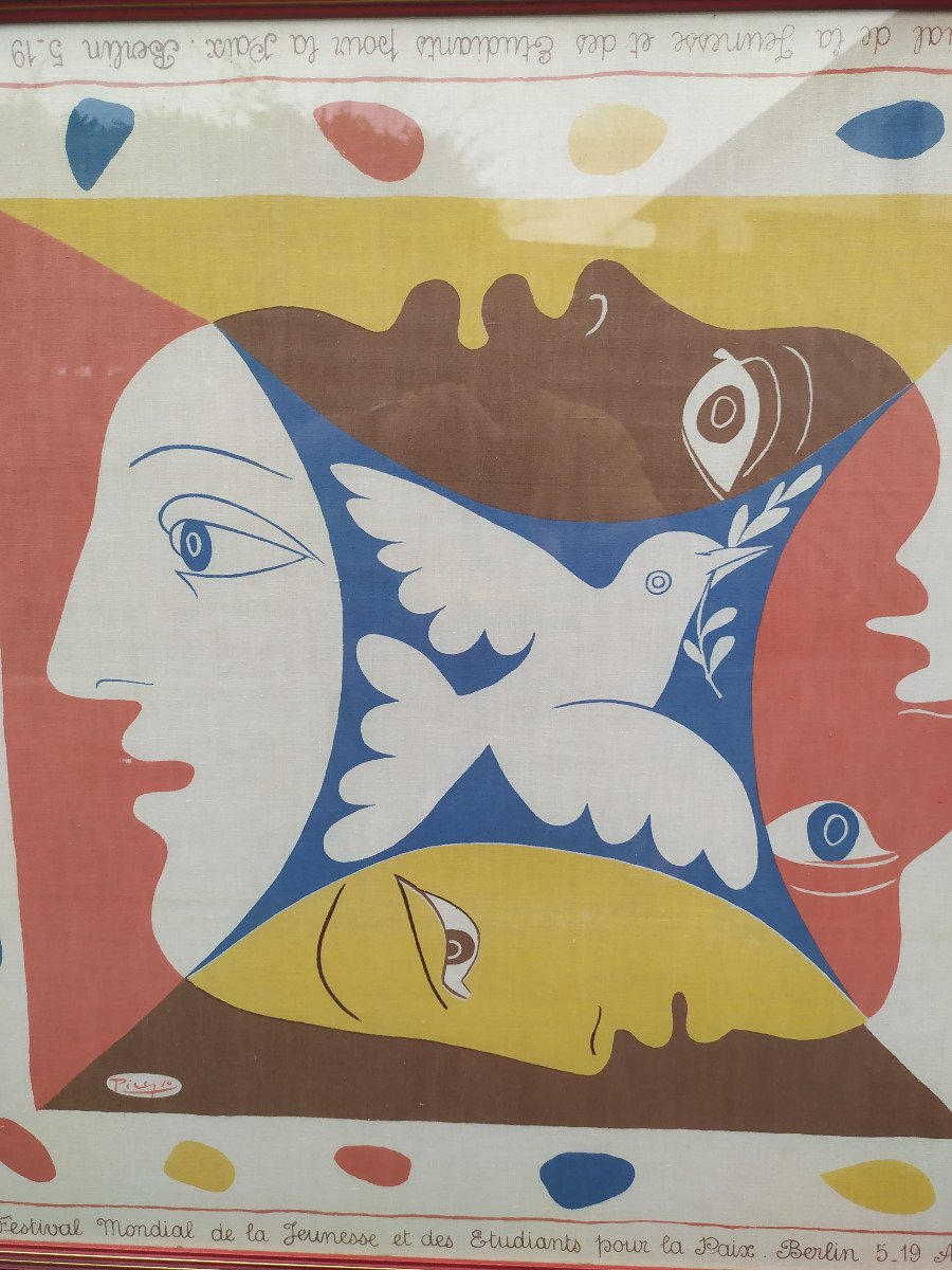 PABLO PICASSO –FOULARD LITHOGRAPHIE- FESTIVAL BERLIN POUR LA PAIX– 1951-photo-4