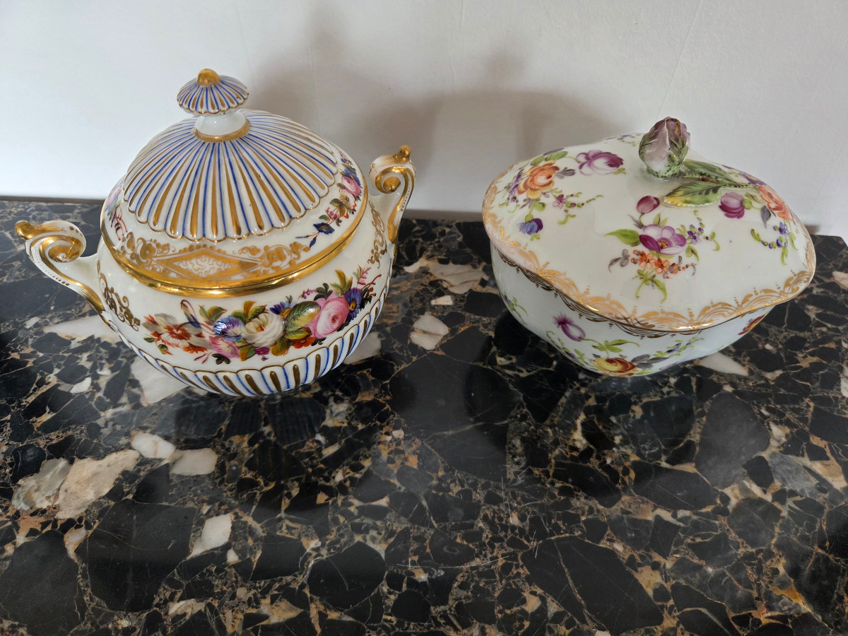 Two Porcelain Sugar Bowls – Paris 20th Century.-photo-3