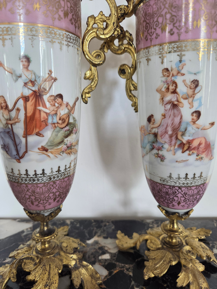 Pair Of Carl Larsen Porcelain Vases, 19th Century.-photo-3