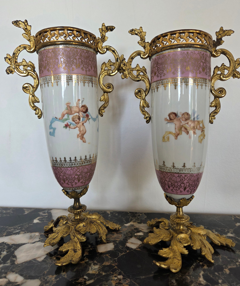 Pair Of Carl Larsen Porcelain Vases, 19th Century.-photo-1