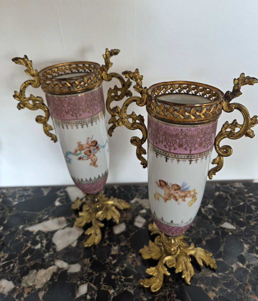 Pair Of Carl Larsen Porcelain Vases, 19th Century.-photo-4