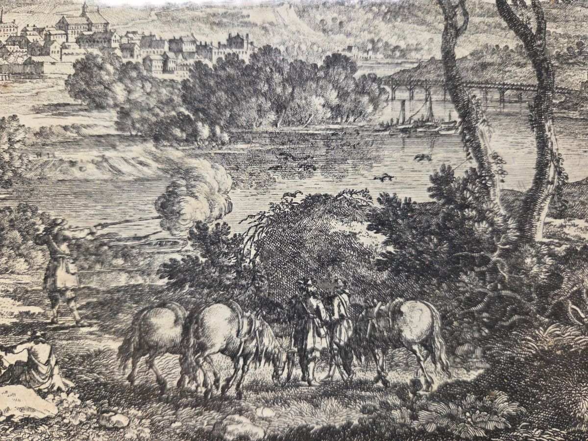GRAVURE D'Adam PERELLE, sculpteur et dessinateur français du XVIIème siècle." -photo-2