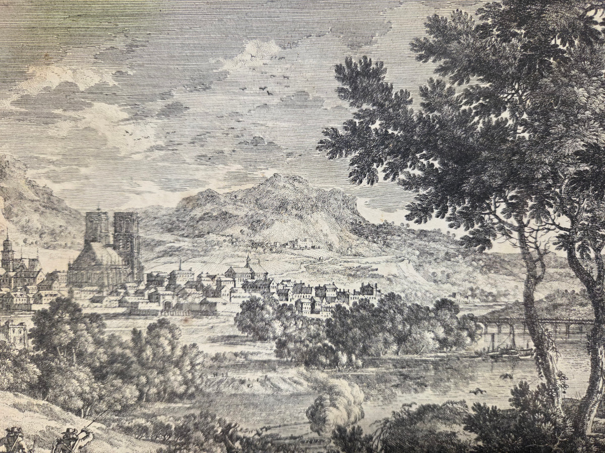 GRAVURE D'Adam PERELLE, sculpteur et dessinateur français du XVIIème siècle." -photo-3