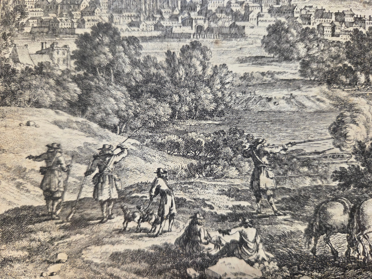 GRAVURE D'Adam PERELLE, sculpteur et dessinateur français du XVIIème siècle." -photo-1