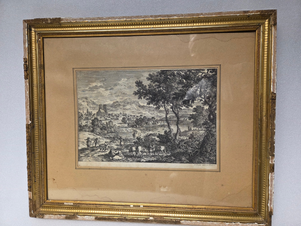 GRAVURE D'Adam PERELLE, sculpteur et dessinateur français du XVIIème siècle." 