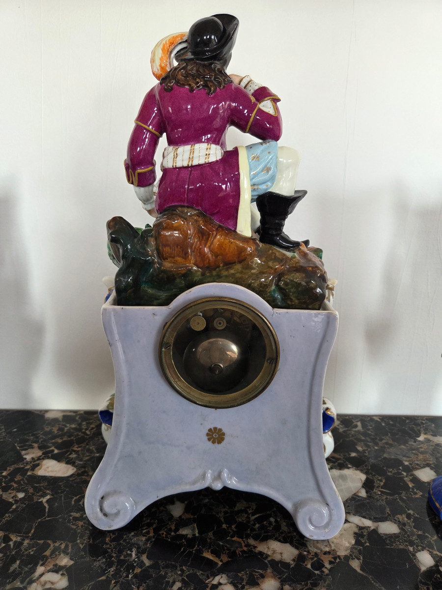  Style Jacob Petit , Polychrome Porcelain Fireplace Set, 19th Century.-photo-1