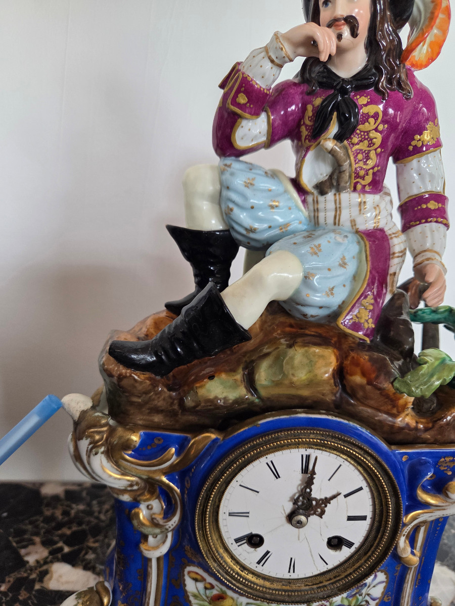  Style Jacob Petit , Polychrome Porcelain Fireplace Set, 19th Century.-photo-4