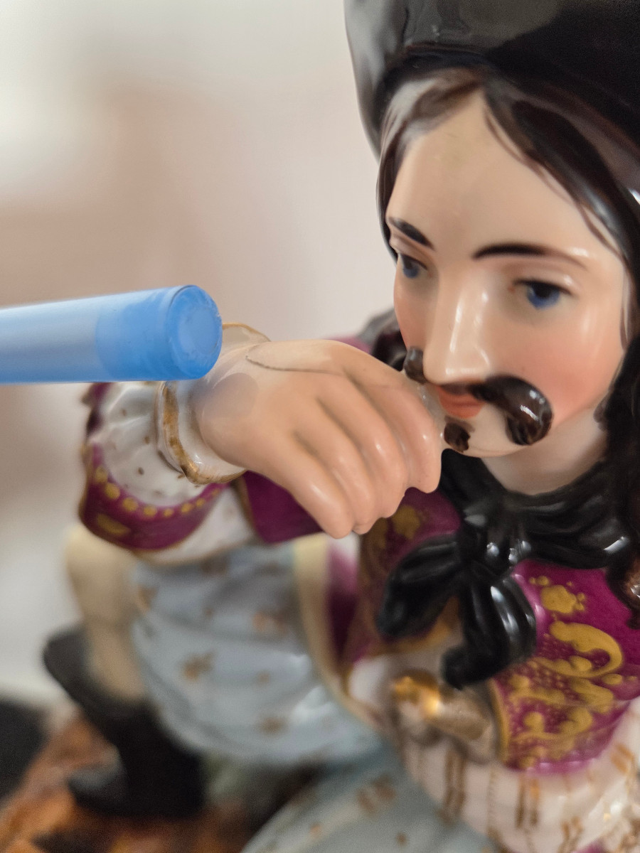  Style Jacob Petit , Polychrome Porcelain Fireplace Set, 19th Century.-photo-5