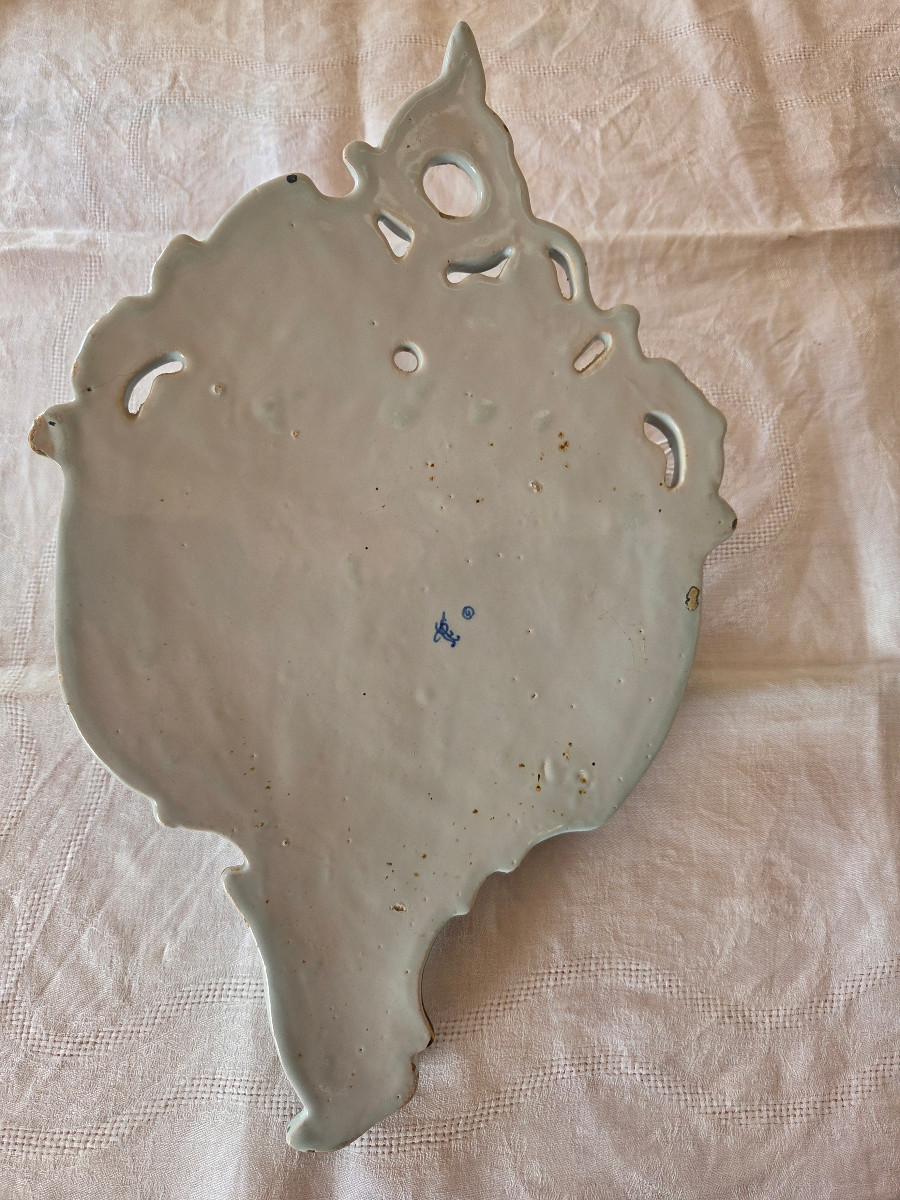 Pair Of Faience Wall Sconces In The Shape Of Horn Of Abundance – Desvres – Fourmaintraux – 20th Century-photo-4