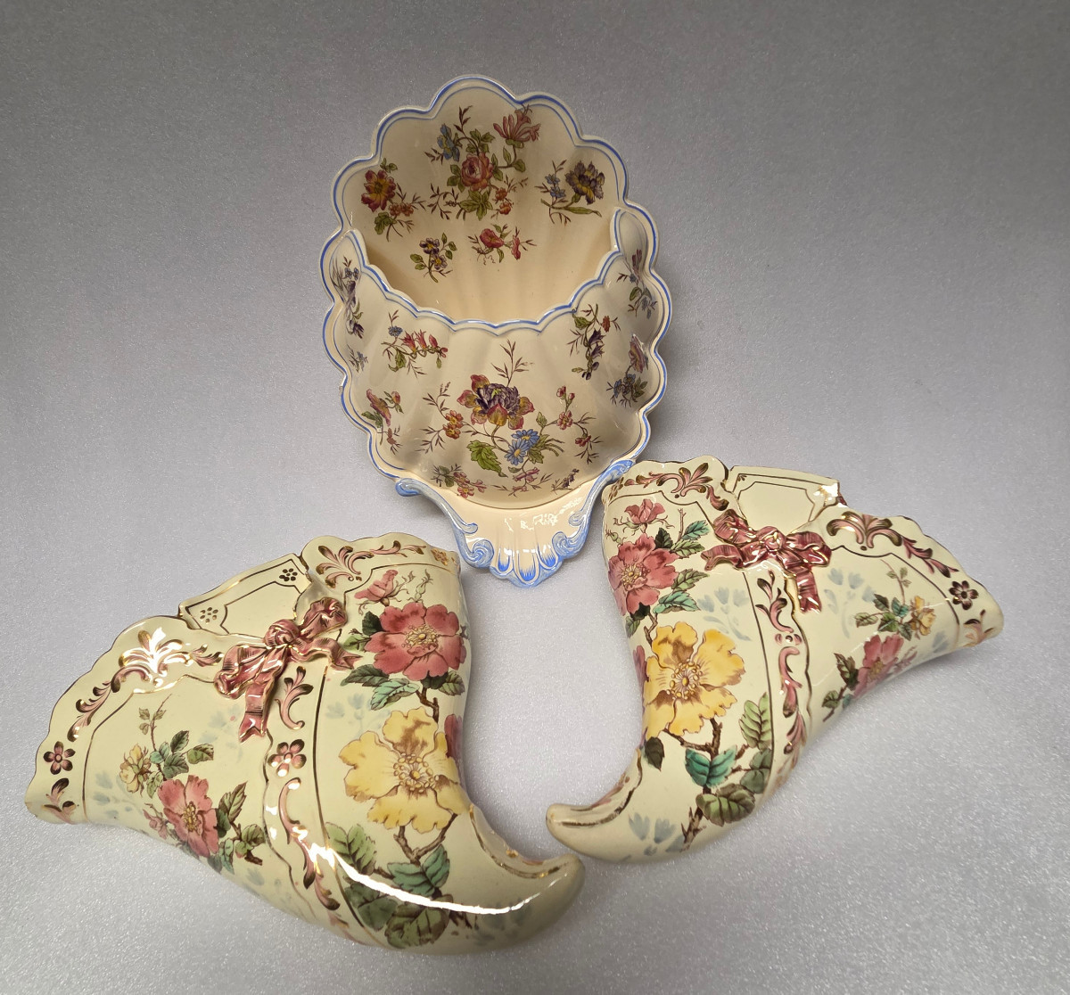 Vases Luneville And Corbeille Longchamp - 20th Century .-photo-2