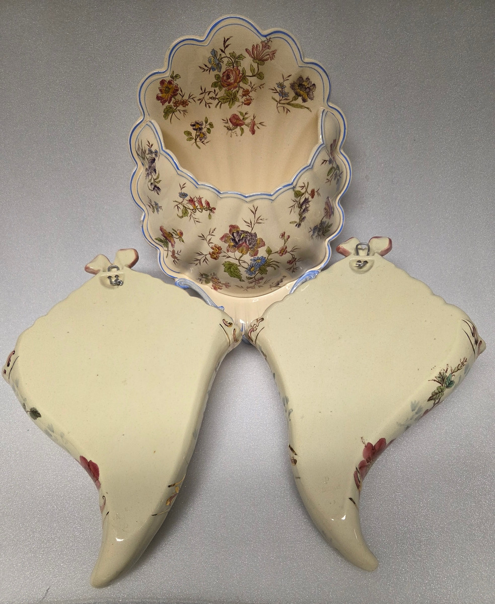 Vases Luneville And Corbeille Longchamp - 20th Century .-photo-3