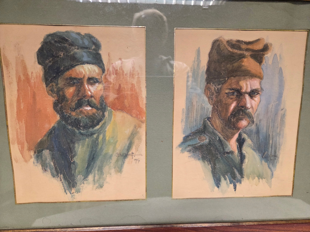 Edmond Delphaut -a Triptic Watercolor Of Serbian Prisoners During The 14-18 War.-photo-2