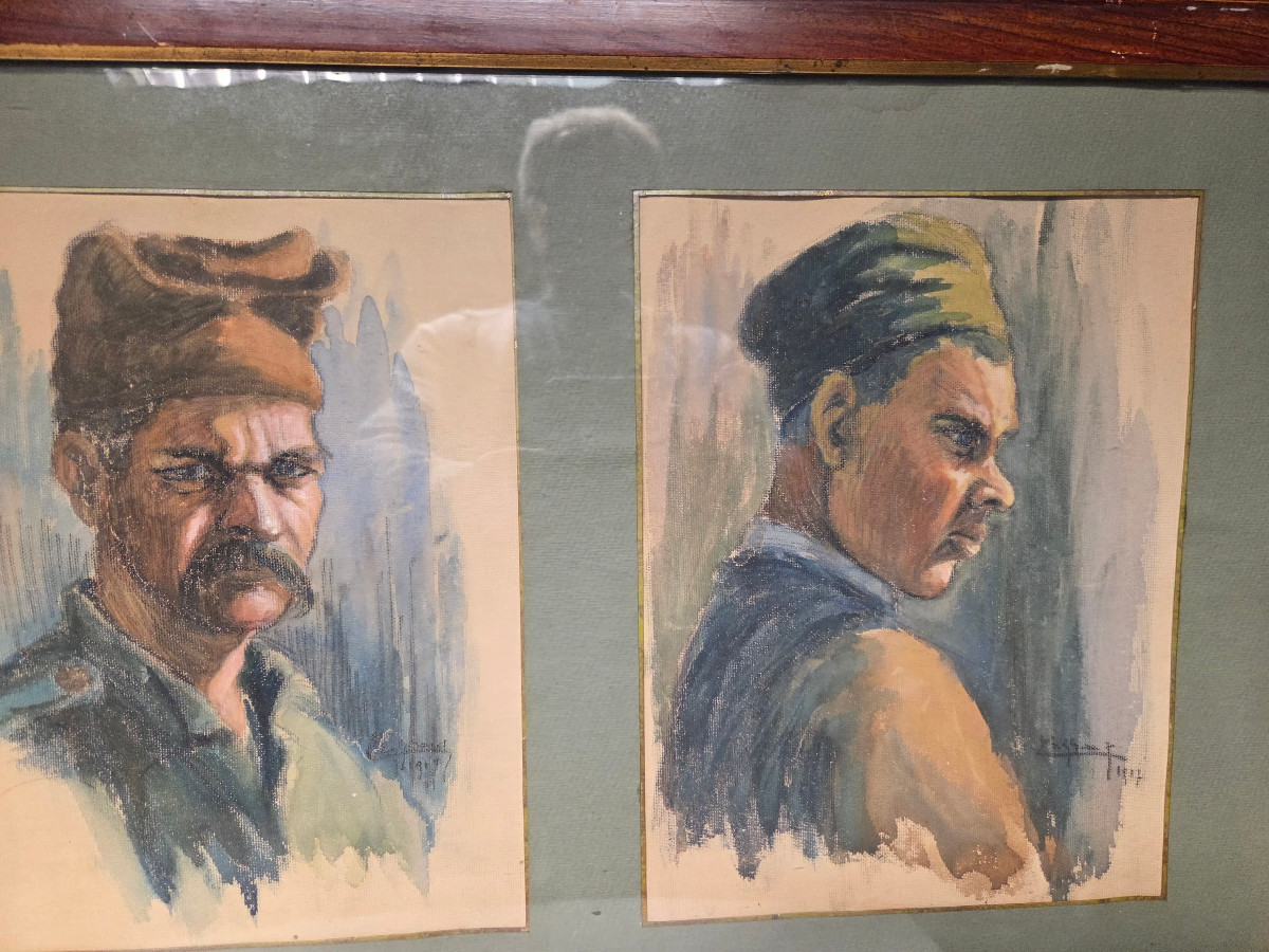 Edmond Delphaut -a Triptic Watercolor Of Serbian Prisoners During The 14-18 War.-photo-3