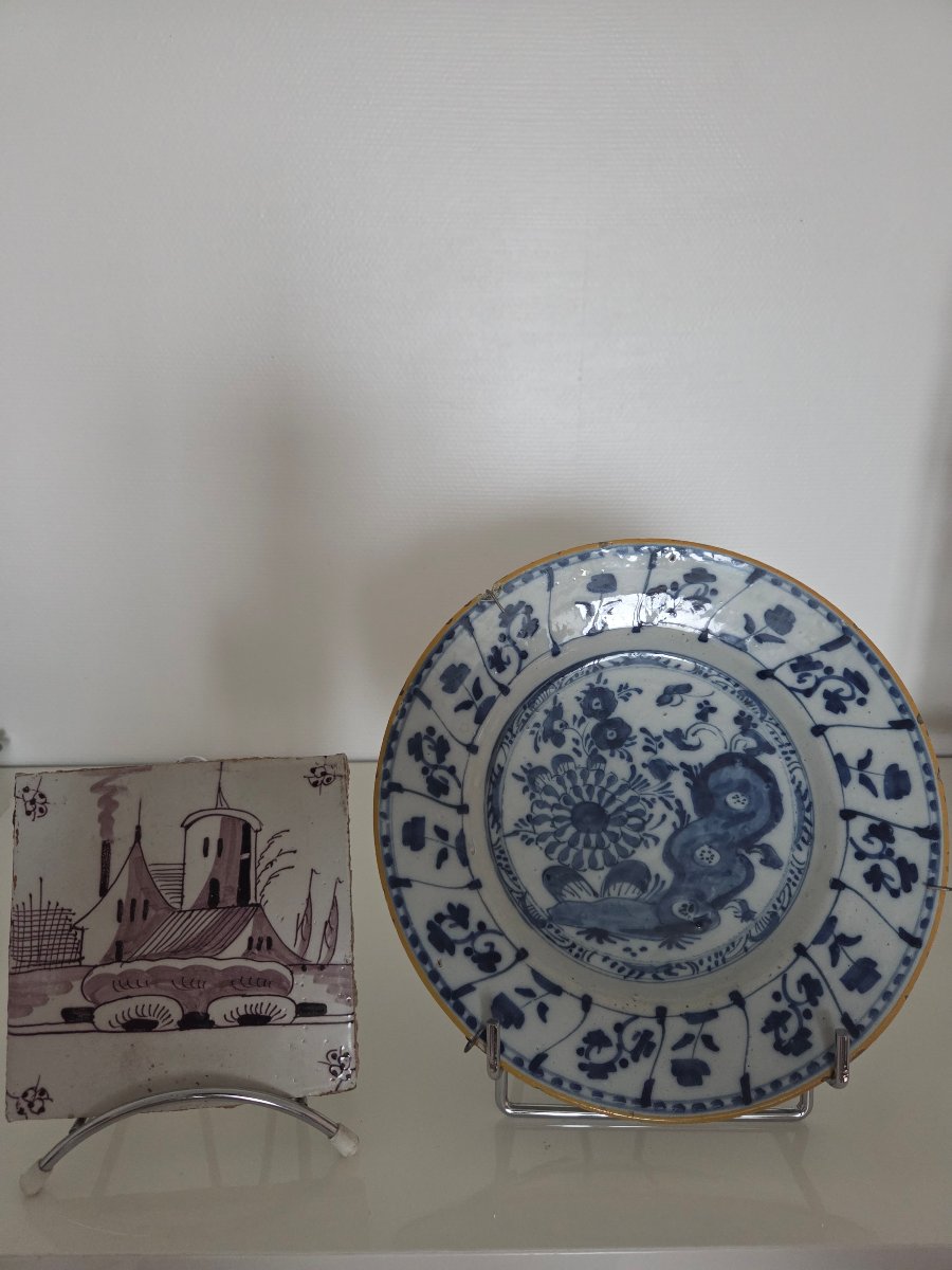 Netherlands: 2 Pieces Of Delft Earthenware – 18th Century.
