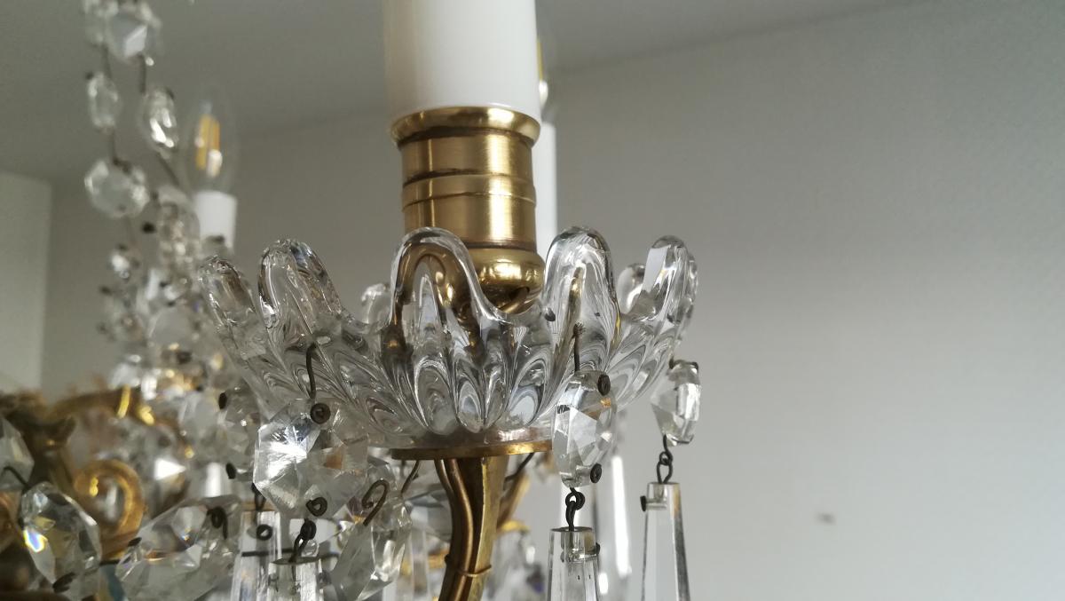 Chandelier Bronze And Crystal Baccarat - XXth-photo-3