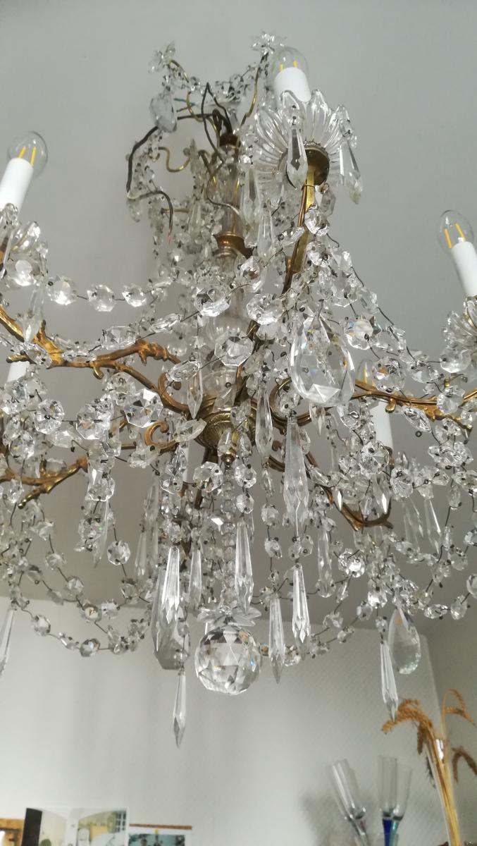 Chandelier Bronze And Crystal Baccarat - XXth-photo-4