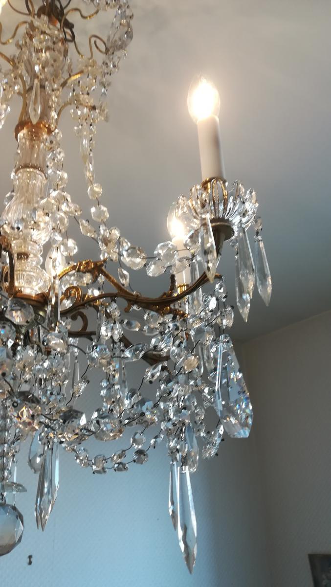 Chandelier Bronze And Crystal Baccarat - XXth-photo-2