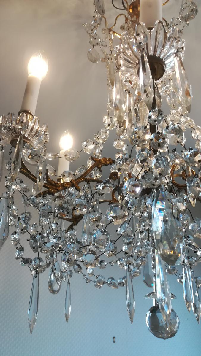 Chandelier Bronze And Crystal Baccarat - XXth-photo-3