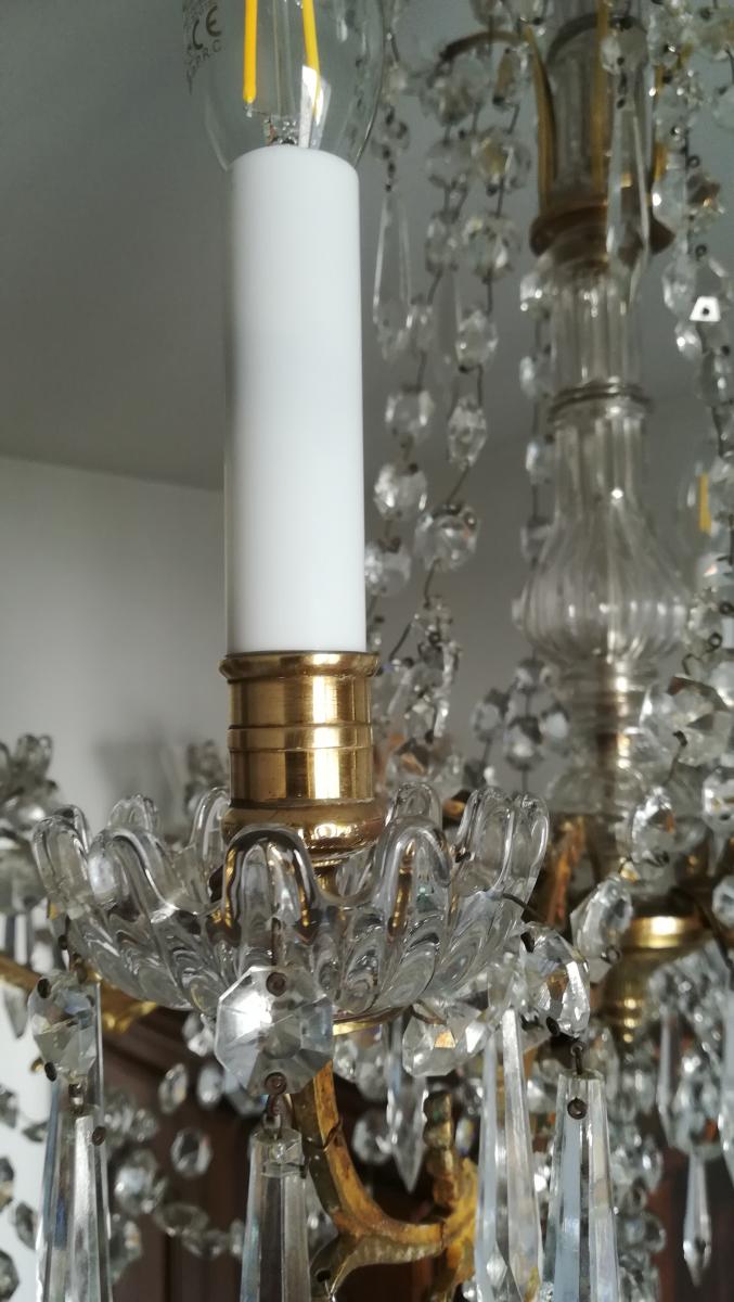 Chandelier Bronze And Crystal Baccarat - XXth-photo-4
