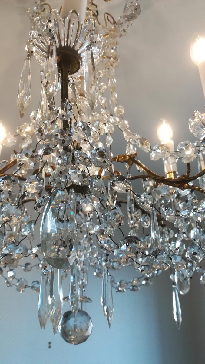 Chandelier Bronze And Crystal Baccarat - XXth-photo-5